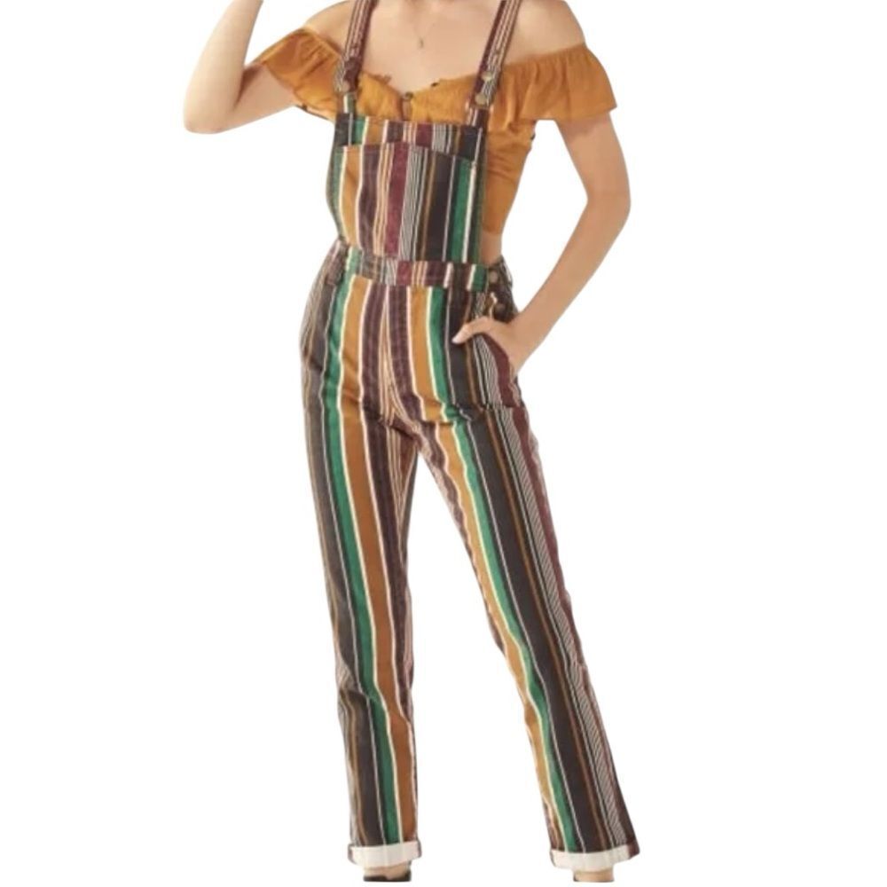 BDG Multicolor Striped Overalls a small